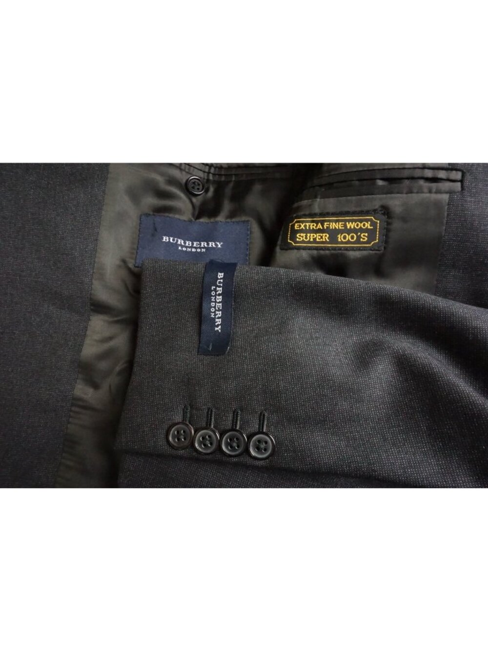 Burberry London Gray Woven S100s Wool 2 Pc Suit Jacket Pants Sz 48L BRAND NEW